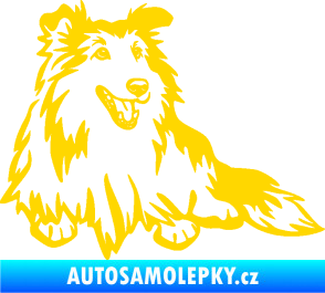 Samolepka Pes 162 pravá sheltie jasně žlutá