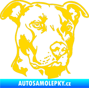 Samolepka Pes 198 pitbull pravá jasně žlutá
