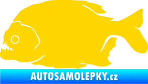 Samolepka Piraňa 001 levá dravá ryba jasně žlutá