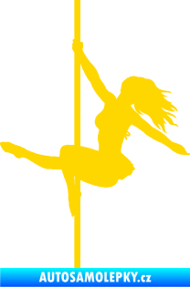 Samolepka Pole dance 001 levá tanec na tyči jasně žlutá