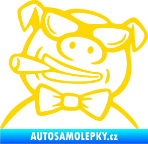 Samolepka Prase 005 levá s doutnikem jasně žlutá