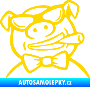 Samolepka Prase 005 pravá s doutnikem jasně žlutá