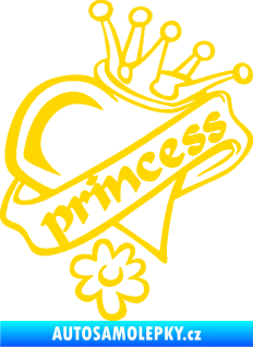 Samolepka Princess nápis v srdíčku jasně žlutá