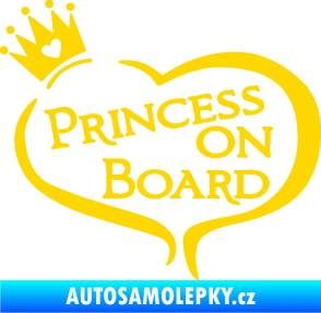 Samolepka Princess on board nápis s korunkou jasně žlutá