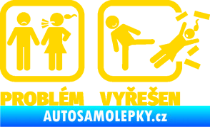 Samolepka Problém? Vyřešen 001 jasně žlutá