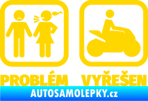 Samolepka Problém? Vyřešen 005 motorkář jasně žlutá