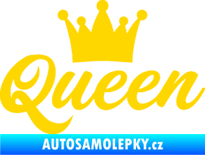 Samolepka Queen nápis s korunou jasně žlutá