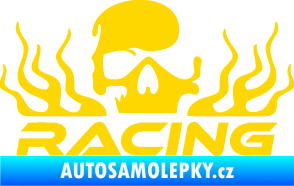 Samolepka Racing nápis s lebkou pravá jasně žlutá