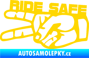 Samolepka Ride Safe nápis levá motorkář jasně žlutá