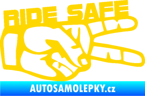 Samolepka Ride Safe nápis pravá motorkář jasně žlutá