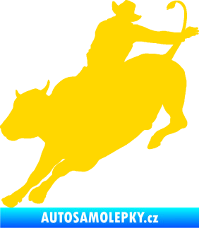 Samolepka Rodeo 001 levá  kovboj s býkem jasně žlutá