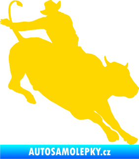Samolepka Rodeo 001 pravá  kovboj s býkem jasně žlutá