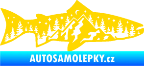 Samolepka Ryba 021 pravá noční rybaření jasně žlutá