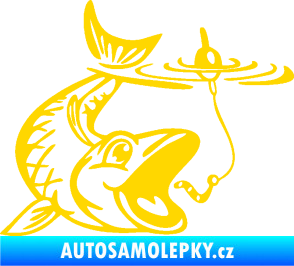 Samolepka Ryba s návnadou 004 pravá jasně žlutá