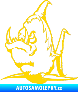 Samolepka Ryba zubatá levá piraňa jasně žlutá