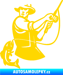 Samolepka Rybář 024 levá úlovek jasně žlutá