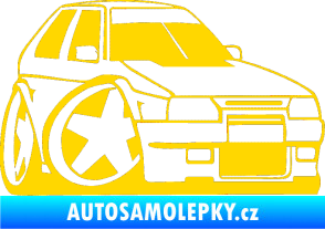 Samolepka Škoda Favorit karikatura pravá jasně žlutá