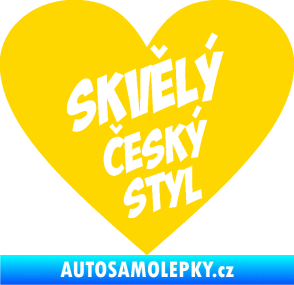 Samolepka Skvělý český styl srdce jasně žlutá