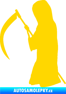 Samolepka Smrtka silueta s kosou levá jasně žlutá