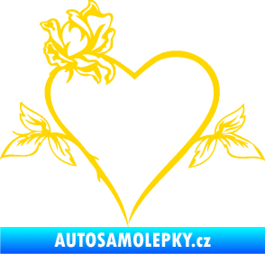 Samolepka Srdce s růží levá jasně žlutá
