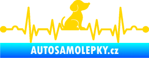 Samolepka Srdeční tep 002 pravá pejsek jasně žlutá