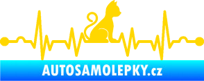 Samolepka Srdeční tep 003 pravá kočička jasně žlutá