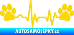 Samolepka Srdeční tep 004 tlapky jasně žlutá