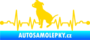 Samolepka Srdeční tep 007 levá pitbull jasně žlutá