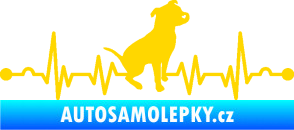 Samolepka Srdeční tep 007 pravá pitbull jasně žlutá