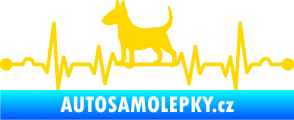 Samolepka Srdeční tep 008 levá pes bulteriér jasně žlutá