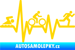Samolepka Srdeční tep 012 pravá triatlon jasně žlutá