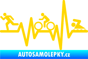 Samolepka Srdeční tep 012 levá triatlon jasně žlutá