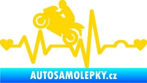 Samolepka Srdeční tep 013 levá motorkář jasně žlutá
