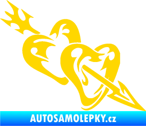 Samolepka Srdíčka 001 pravá se šípem jasně žlutá