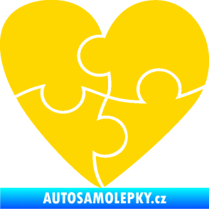 Samolepka Srdíčko 018 pravá puzzle jasně žlutá