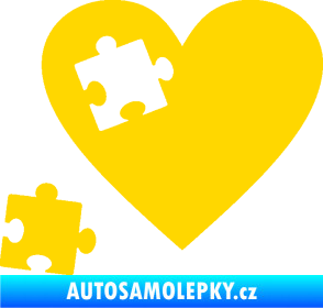 Samolepka Srdíčko 022 levá vypadlý puzzlík jasně žlutá