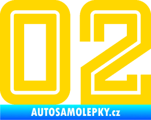 Samolepka Startovní číslo 02 typ 7 jasně žlutá