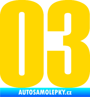 Samolepka Startovní číslo 03 typ 2   jasně žlutá