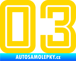 Samolepka Startovní číslo 03 typ 7 jasně žlutá