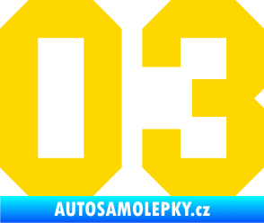 Samolepka Startovní číslo 03 jasně žlutá
