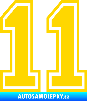 Samolepka Startovní číslo 11 typ 4 jasně žlutá