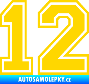 Samolepka Startovní číslo 12 typ 4 jasně žlutá
