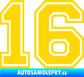 Samolepka Startovní číslo 16 typ 4 jasně žlutá