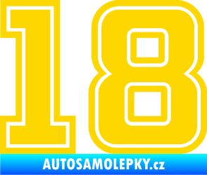 Samolepka Startovní číslo 18 typ 5 jasně žlutá