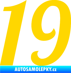 Samolepka Startovní číslo 19 typ 3          jasně žlutá