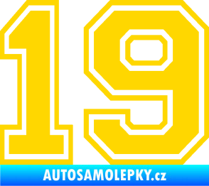 Samolepka Startovní číslo 19 typ 4 jasně žlutá