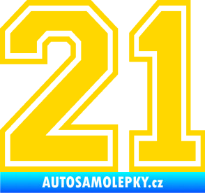 Samolepka Startovní číslo 21 typ 4 jasně žlutá