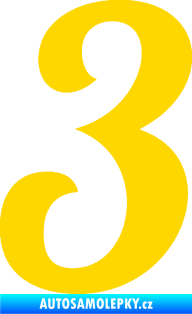 Samolepka Startovní číslo 3 typ 3  jasně žlutá