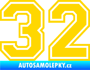 Samolepka Startovní číslo 32 typ 4 jasně žlutá