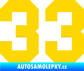 Samolepka Startovní číslo 33 jasně žlutá